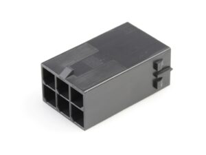 Mega-Fit Plug Housing, Dual Row, 6 Circuit, UL 94V-0, Glow-Wire Capable, Free Hanging