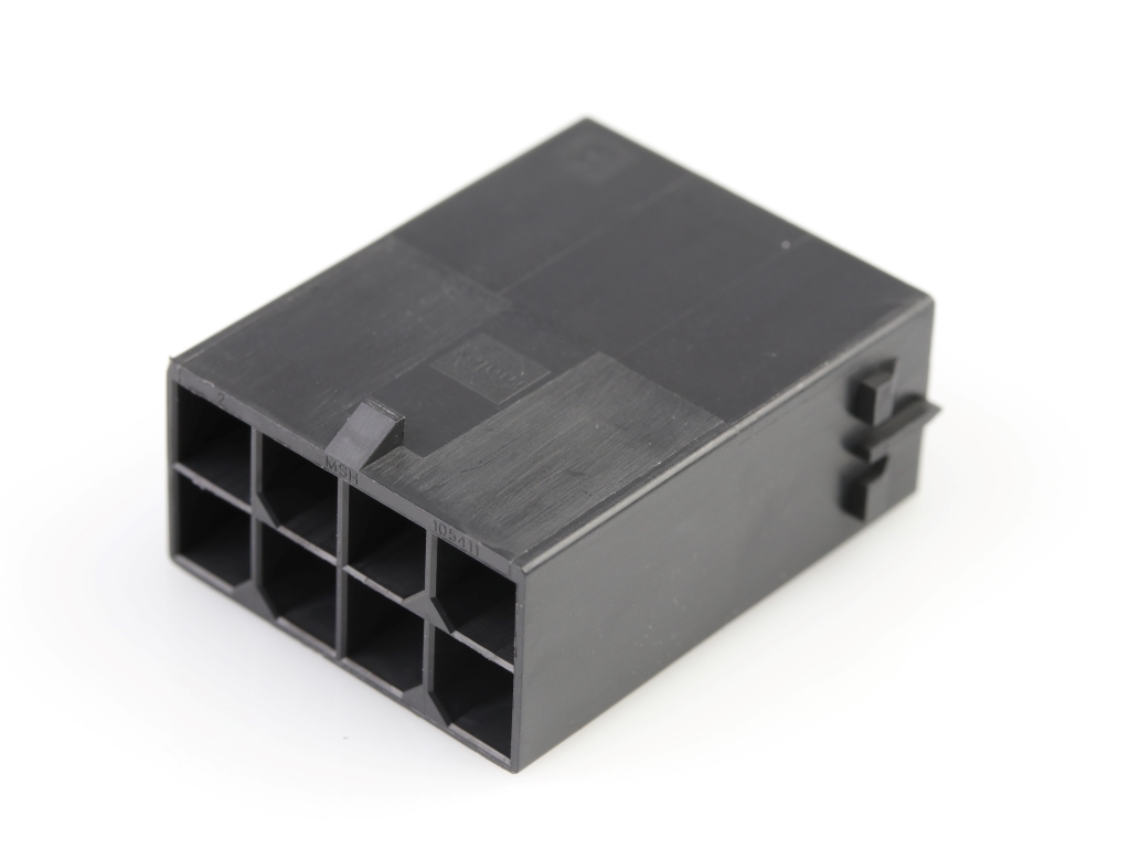 Mega-Fit Plug Housing, Dual Row, 8 Circuit, UL 94V-0, Glow-Wire Capable, Free Hanging