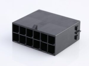 Mega-Fit Plug Housing, Dual Row, 12 Circuit, UL 94V-0, Glow-Wire Capable, Free Hanging
