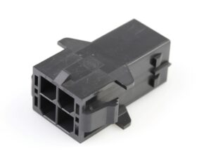 Mega-Fit Plug Housing, Dual Row, 4 Circuit, UL 94V-0, Glow-Wire Capable, Panel Mount