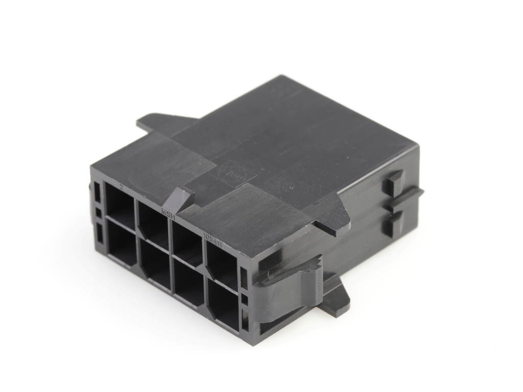 Mega-Fit Plug Housing, Dual Row, 8 Circuit, UL 94V-0, Glow-Wire Capable, Panel Mount