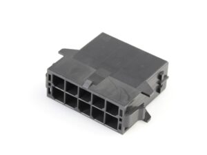 Mega-Fit Plug Housing, Dual Row, 10 Circuit, UL 94V-0, Glow-Wire Capable, Panel Mount