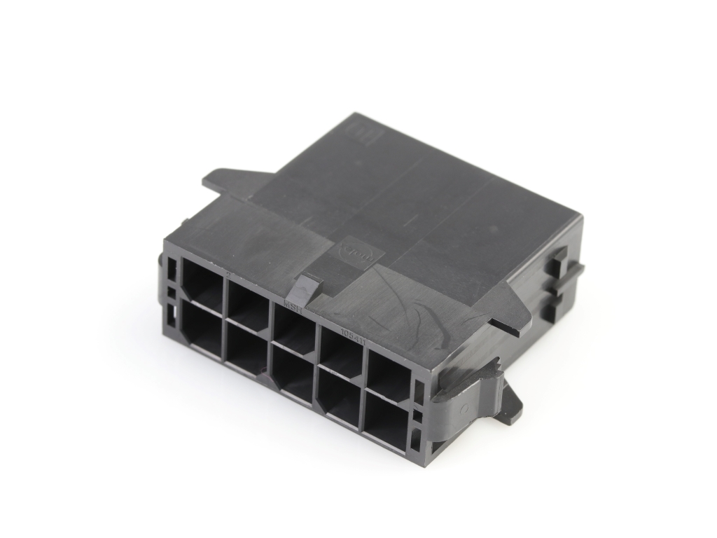 Mega-Fit Plug Housing, Dual Row, 10 Circuit, UL 94V-0, Glow-Wire Capable, Panel Mount