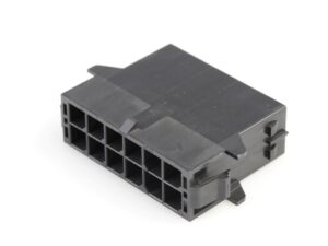 Mega-Fit Plug Housing, Dual Row, 12 Circuit, UL 94V-0, Glow-Wire Capable, Panel Mount