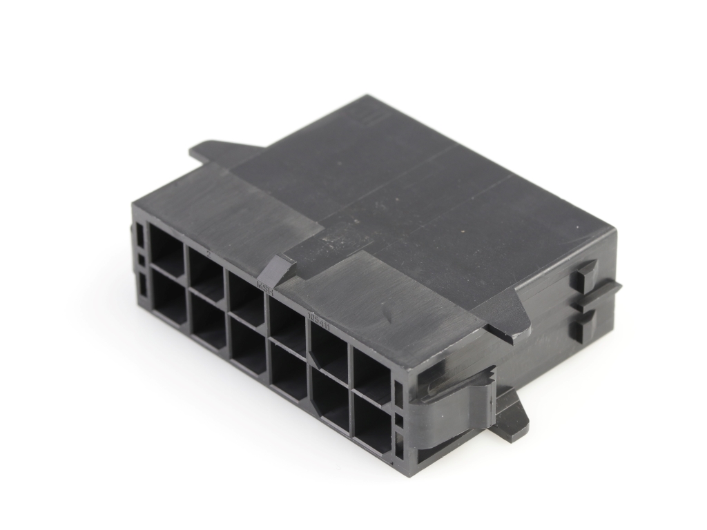 Mega-Fit Plug Housing, Dual Row, 12 Circuit, UL 94V-0, Glow-Wire Capable, Panel Mount